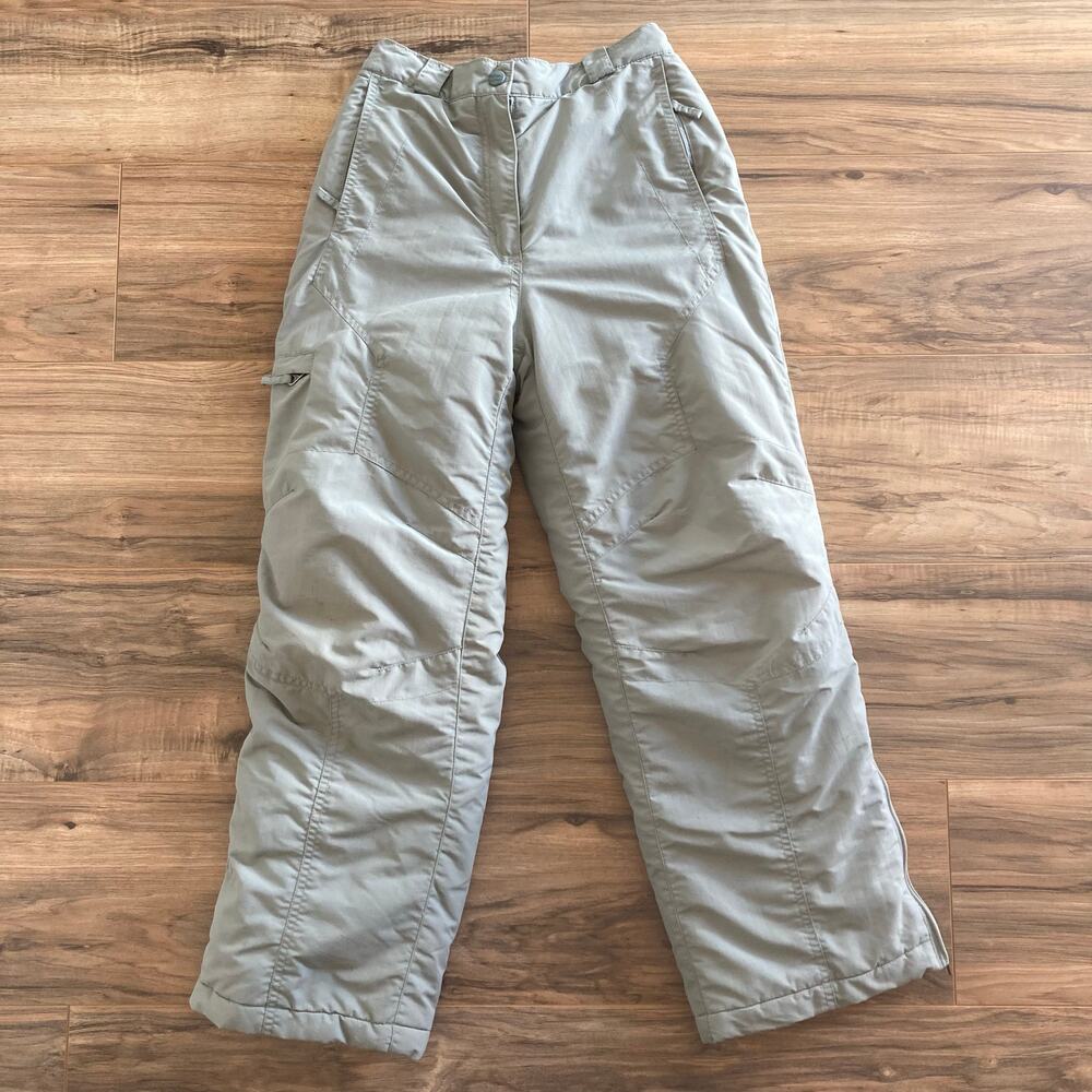 LL Bean Kids Snow Pants Unisex 12 Gray Insulated Elastic Waist Ski Snowbaording